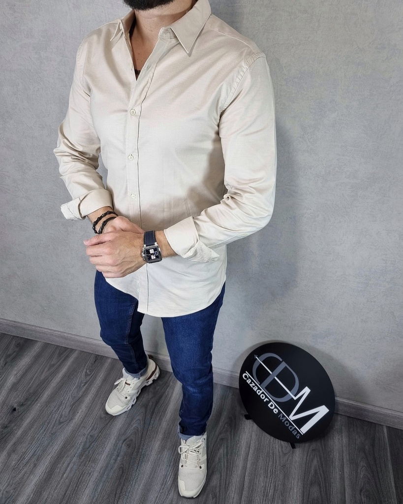 Camisa unicolor oxford slim fit estivaneli 4056