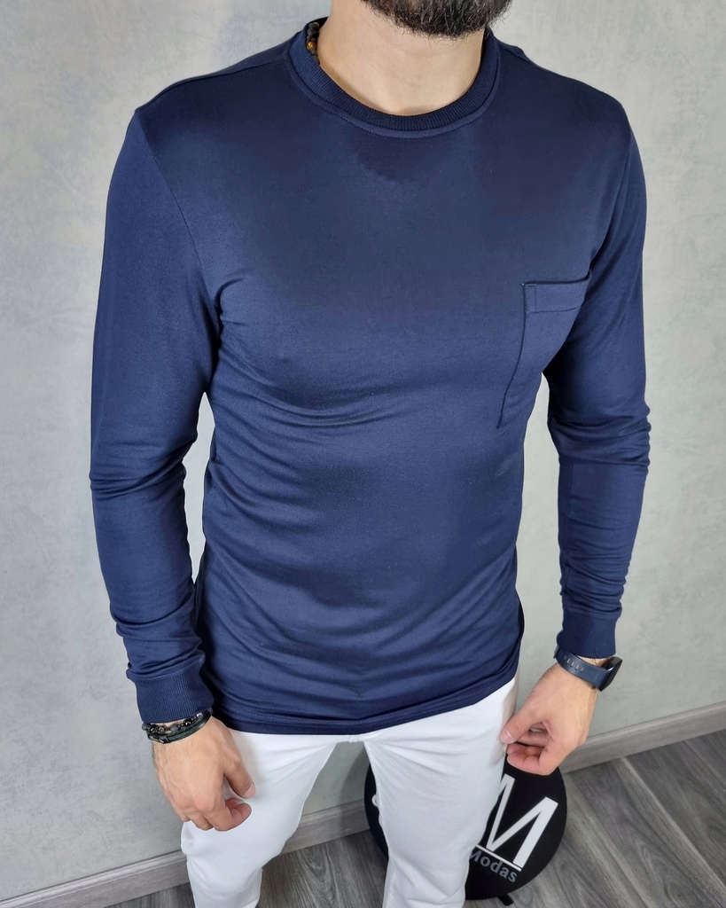 [SUE50692AMS] Sueter unicolor estivaneli 50693 (S, AZUL MARINO)