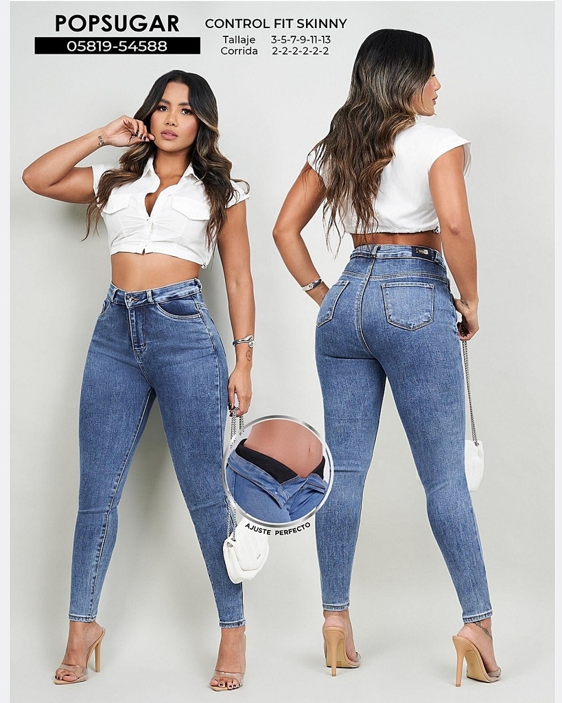 [JND54588P3] Jeans skinny con faja popsugar 54588 (3)
