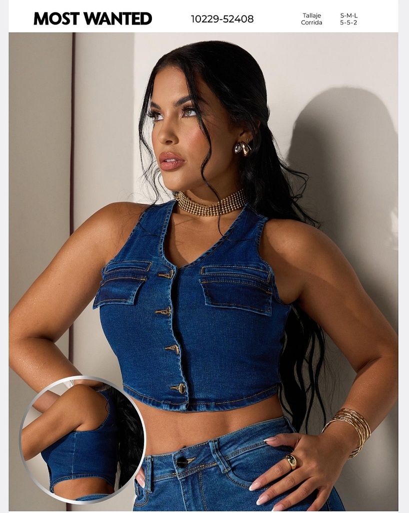 [CHLD52408MS] Chaleco de jeans mostwanted 52408 (S)