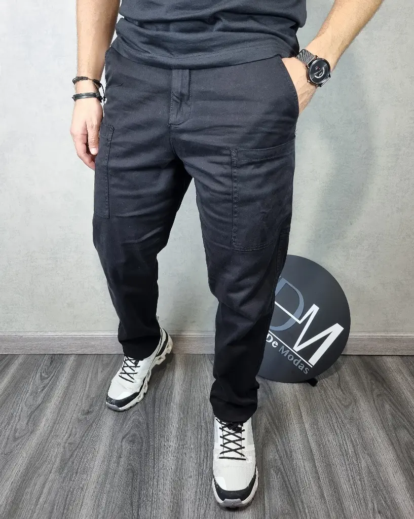 [PCE6309N30] Pantalon cargo slouchy estivaneli 6308 (30, NEGRO)