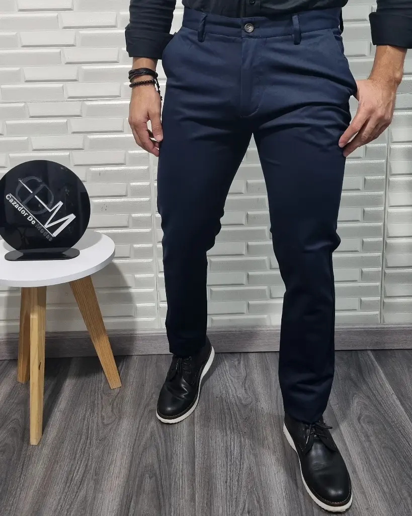 [P29378AZO28] Pantalon casual estivaneli 29379  (28, AZUL OSCURO)