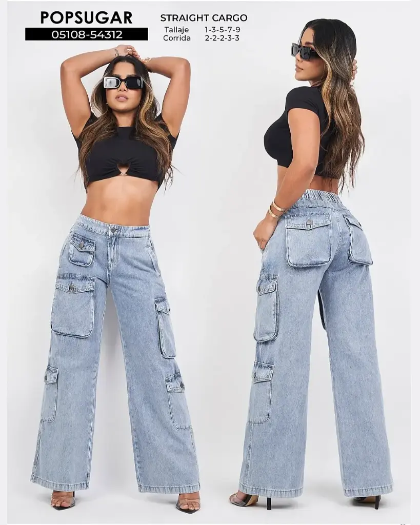 [JND54312P1] Jeans straight cargo popsugar 54312 (1)