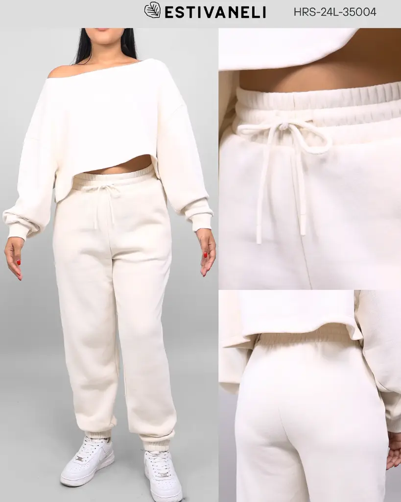 [JE35004S] Jogger de damas estivaneli 35003 (S, CREMA)