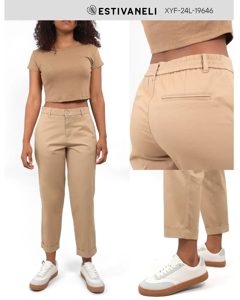[PE19646XS] Pantalón de damas estivaneli 19649 (XS, KAKI)