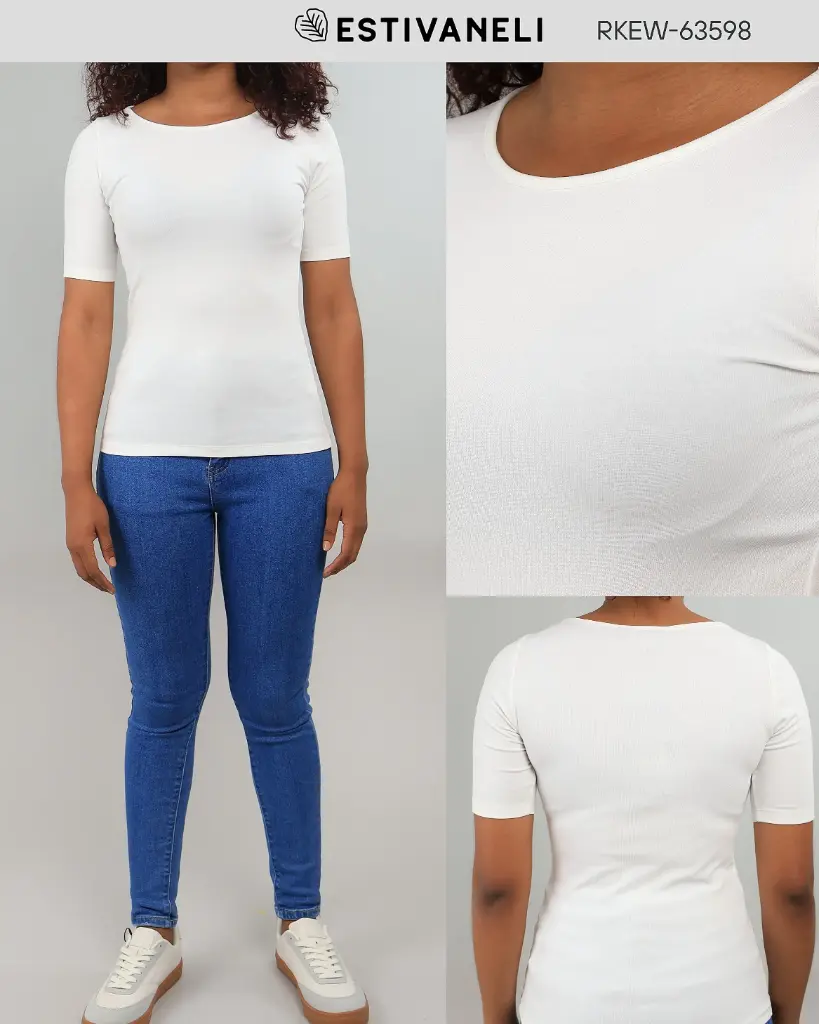 [CE63598XS] Camiseta de damas estivaneli 63602 (XS, BLANCO)