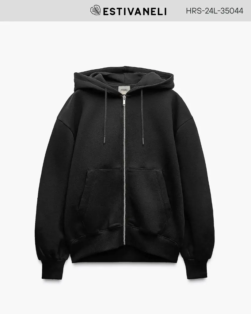 [SE35044S] Suéter hoodie de damas estivaneli 35044 (S, NEGRO)