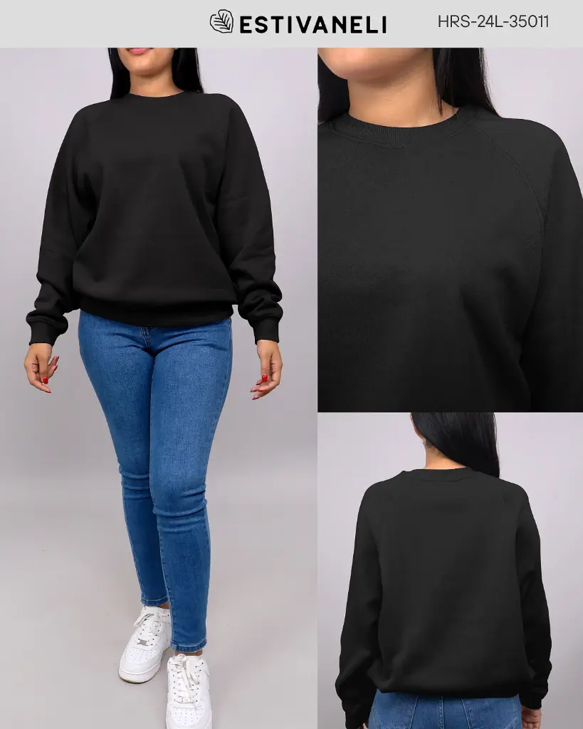 [SE35011S] Suéter shirt de damas estivaneli 35011 (S, NEGRO)