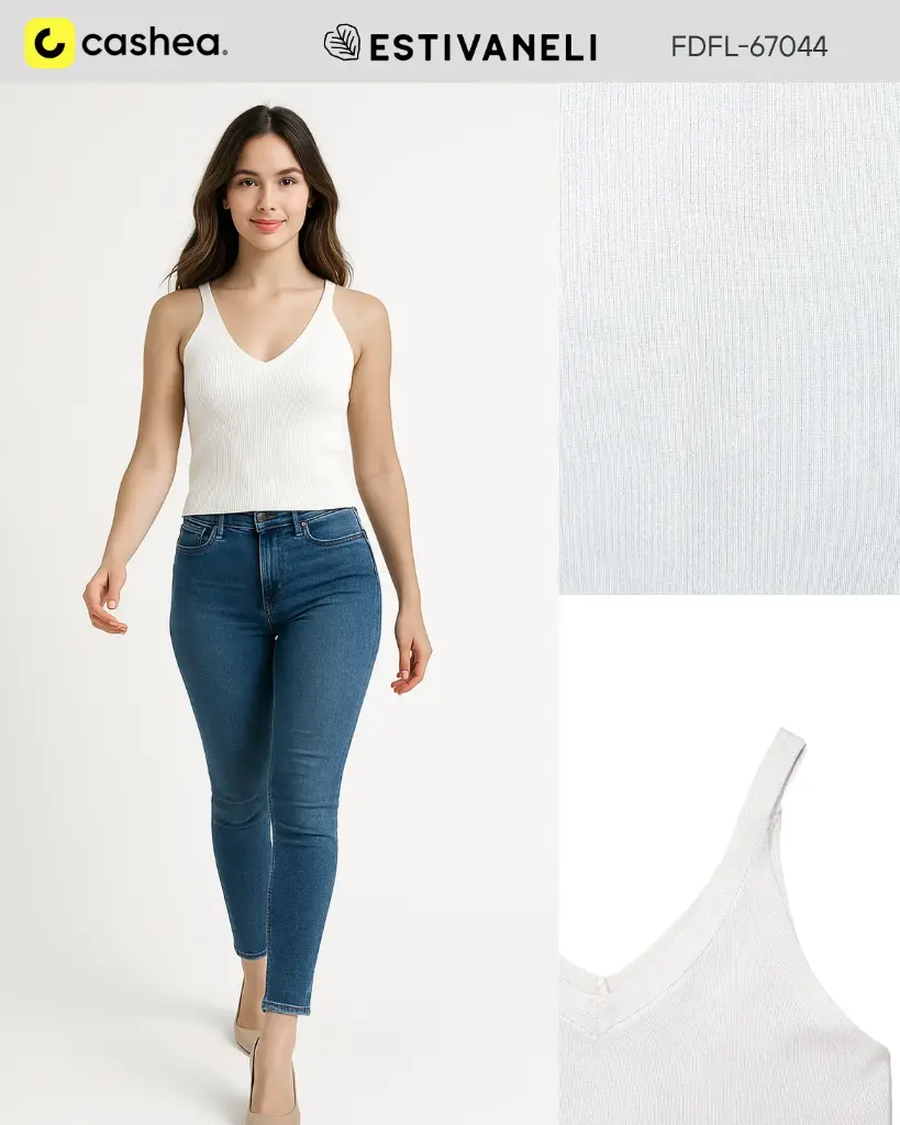 [BED67044XS] Blusa de damas estivaneli 67047 (XS, BLANCO)