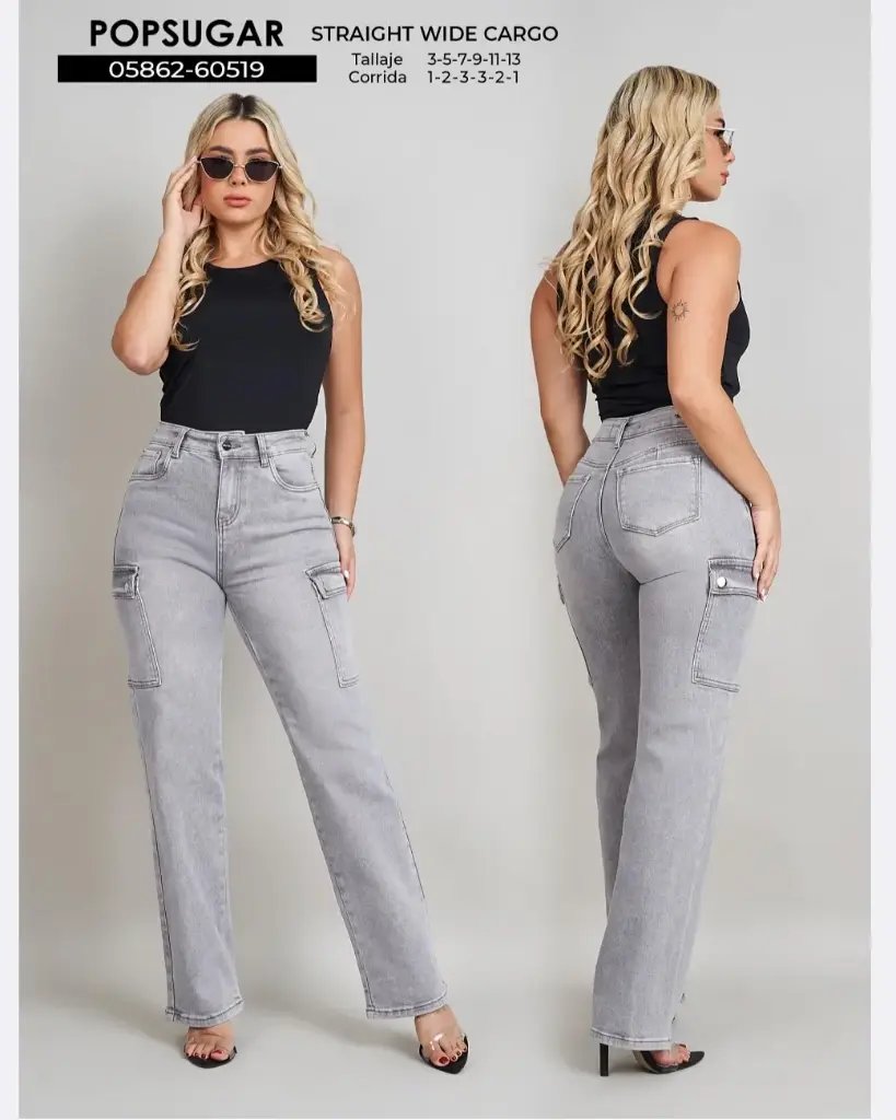 [JND60519P3] Jeans straight wide cargo popsugar 60519 (3)