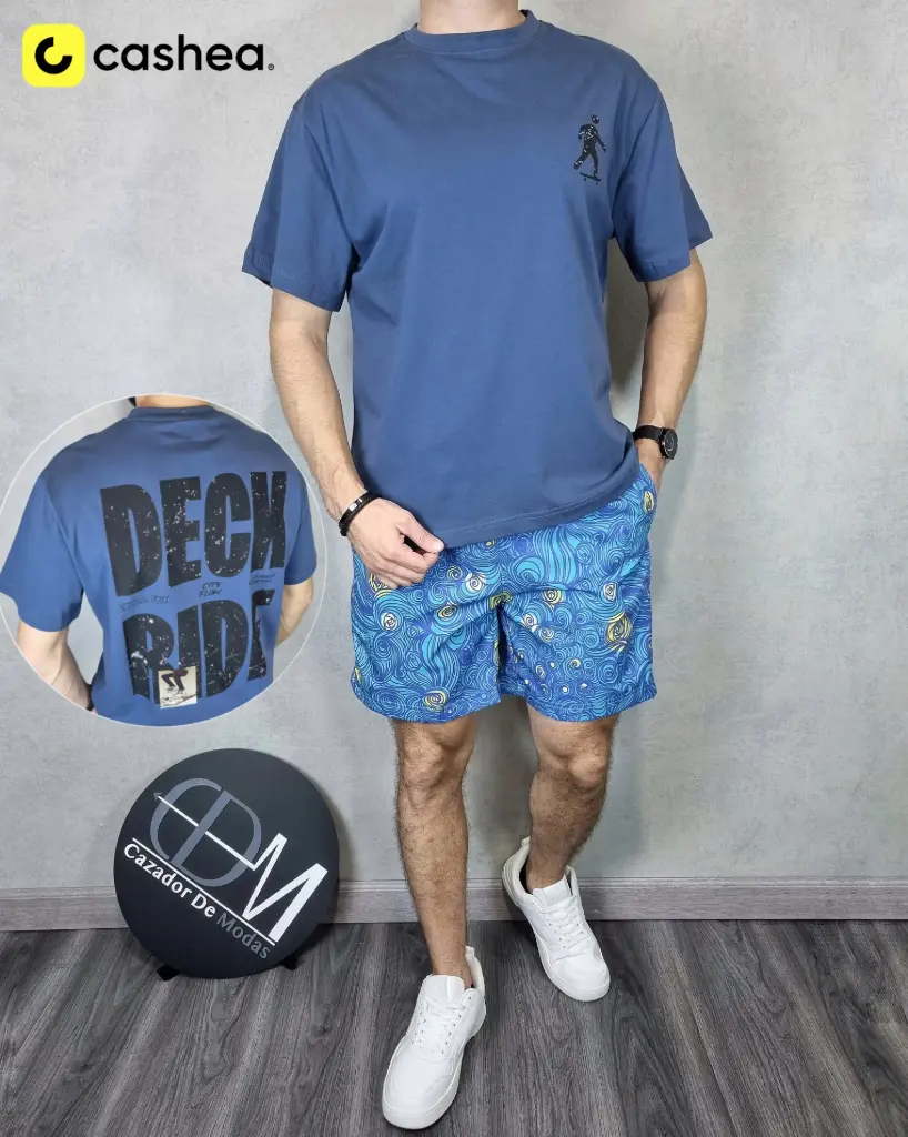 [FE6503S] Franela oversize estampada estivaneli 6503 (S, AZUL OSCURO)