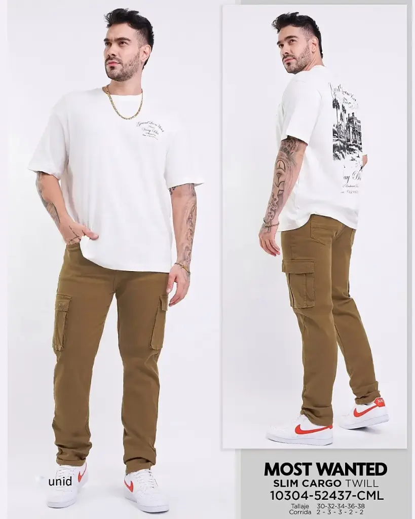 [PC52437M30] Pantalón twill slim cargo mostwanted 52437 (30)