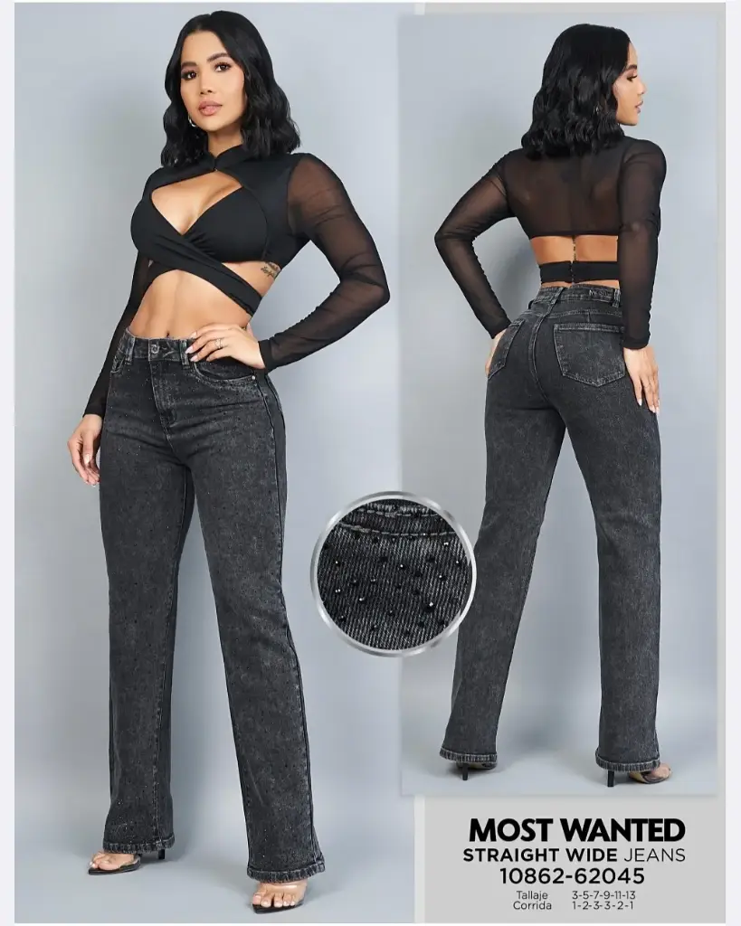 Jeans straight con pedrería mostwanted 62045
