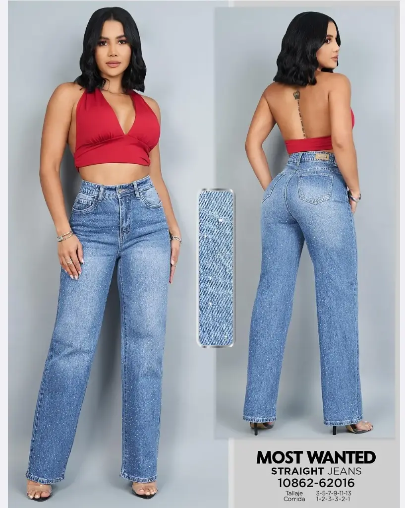 Jeans straight con pedrería mostwanted 62016