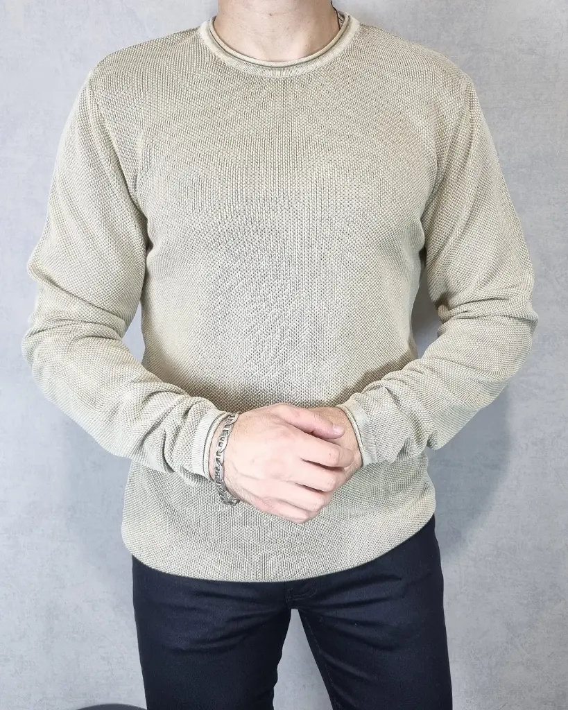 [SUE19077S] Suéter tejido comfort estivaneli 19077 (S, KAKI)