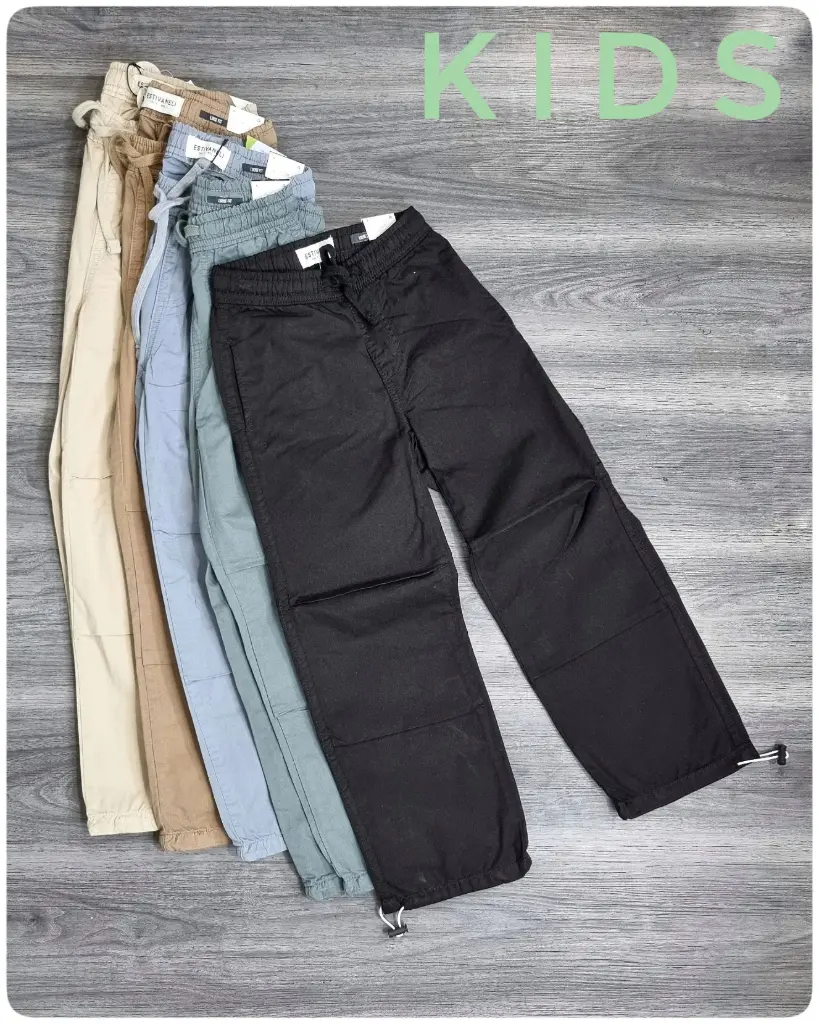 [PN6362E7] Pantalón loose fit de niños estivaneli 6363 (7, NEGRO)