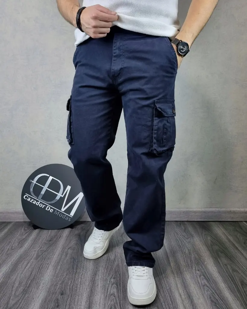 [PC56040E30] Pantalón cargo loose 56041 (30, AZUL MARINO)