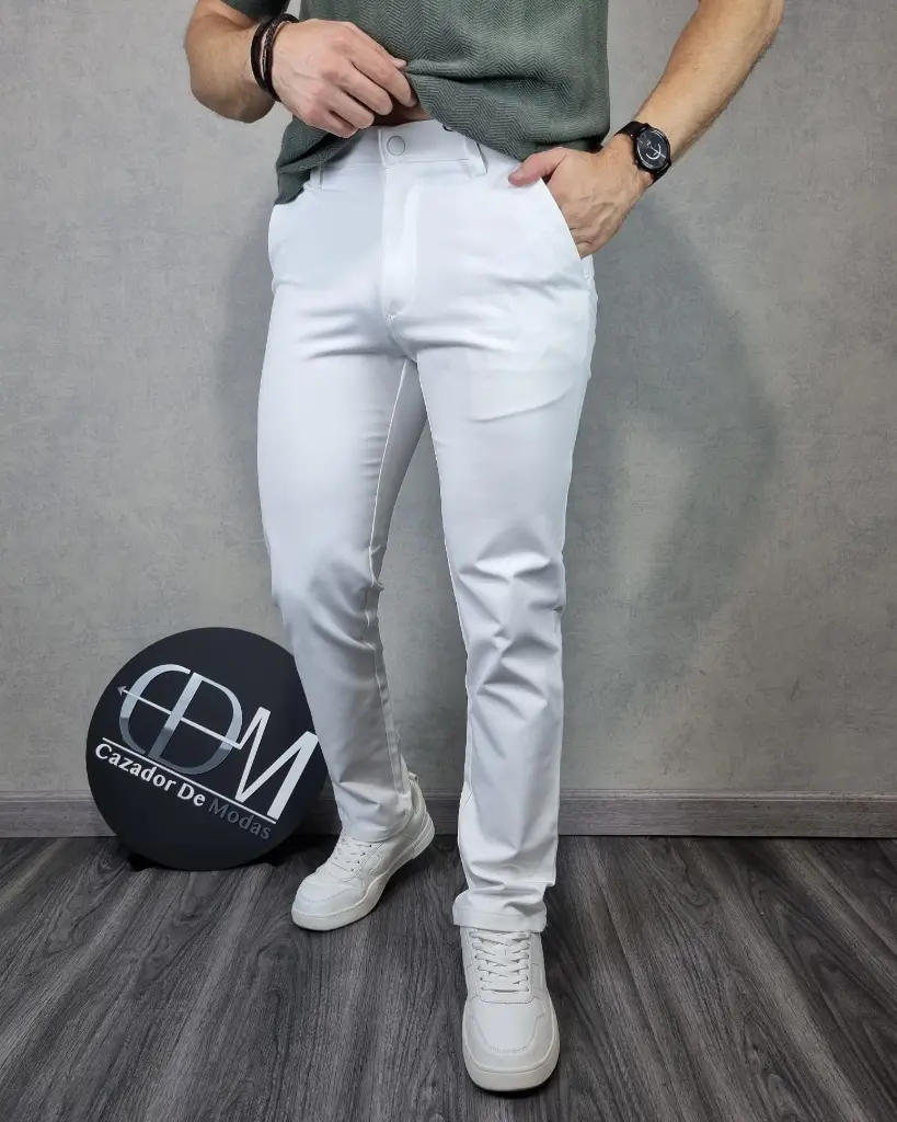 [P46067E30] Pantalón slouchy fit estivaneli 46066 (30, BLANCO)