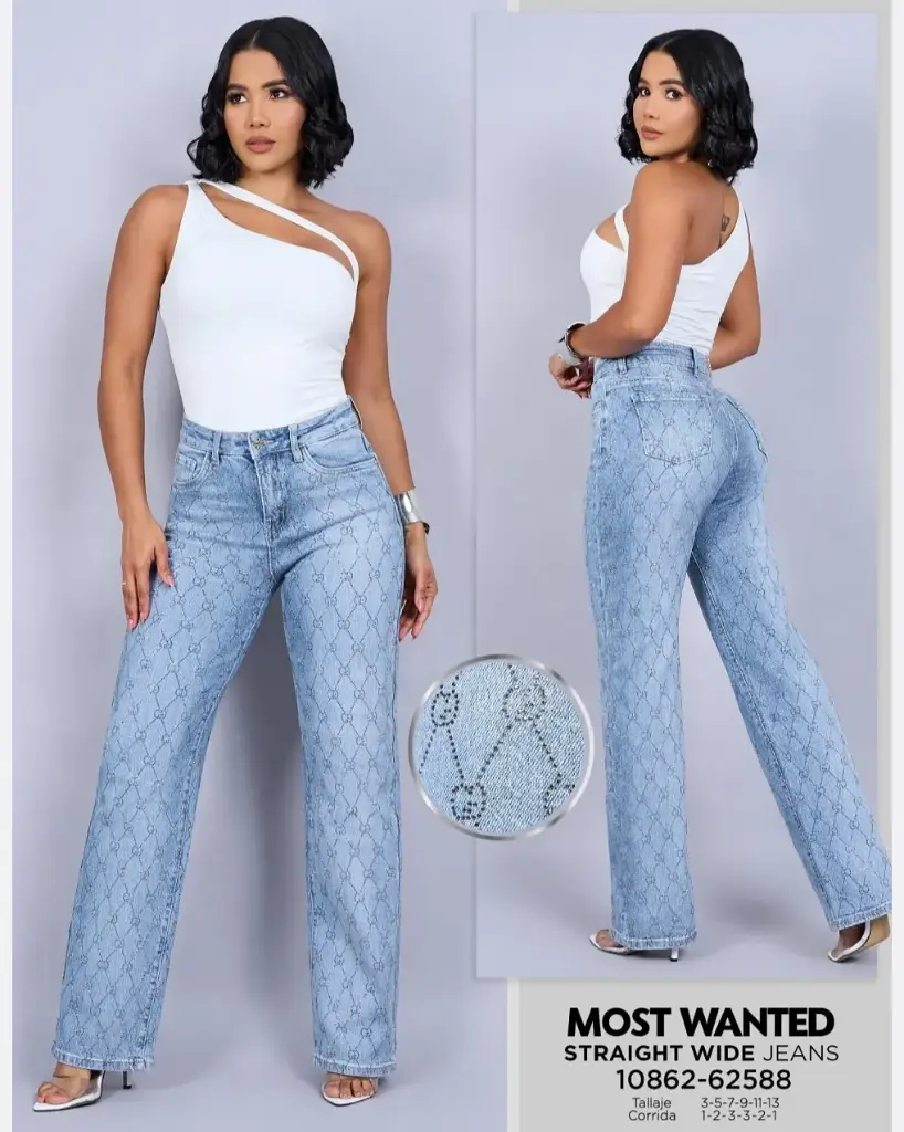 Jeans straight con pedrería mostwanted 62588