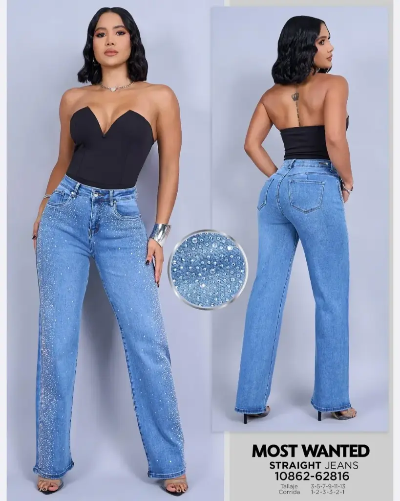 Jeans straight con pedrería mostwanted 62816