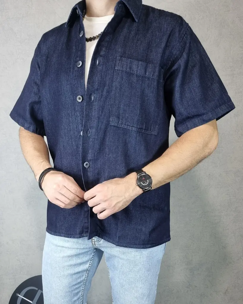 [CE63997S] Camisa boxy estivaneli 63997 (S, AZUL OSCURO)