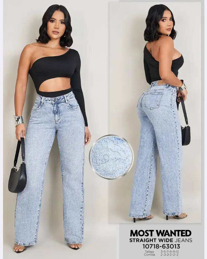 Jeans straight con pedrería mostwanted 63013