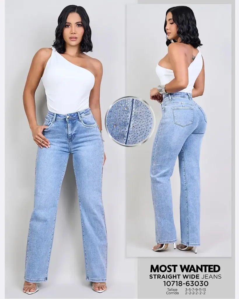 Jeans straight con pedrería mostwanted 63030