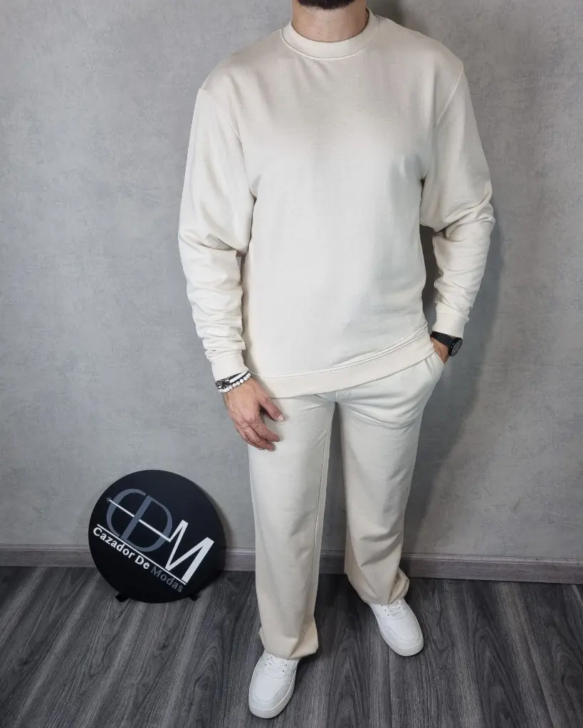 [CN37534S] Conjunto jogger relaxed fit estivaneli cn37535 (S, CREMA)