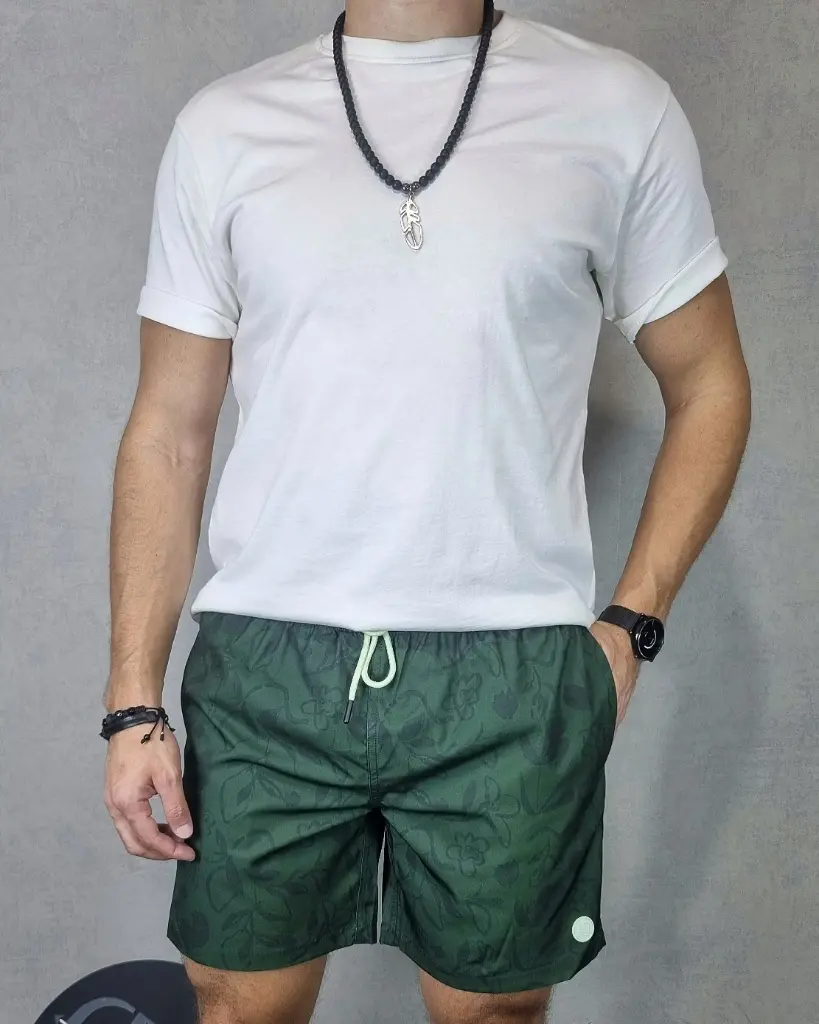 [SHE88043S] Short playero estampado estivaneli 88042 (S, VERDE)