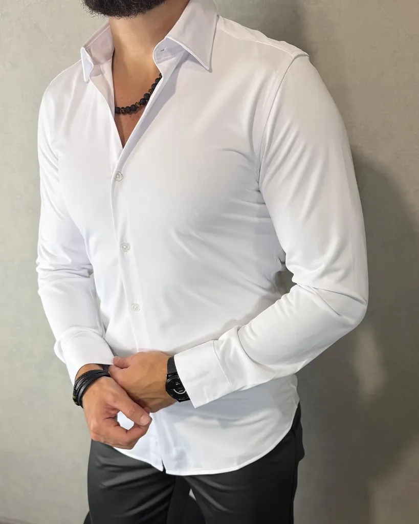 [CE46178S] Camisa regular estivaneli 46178 (S, BLANCO)