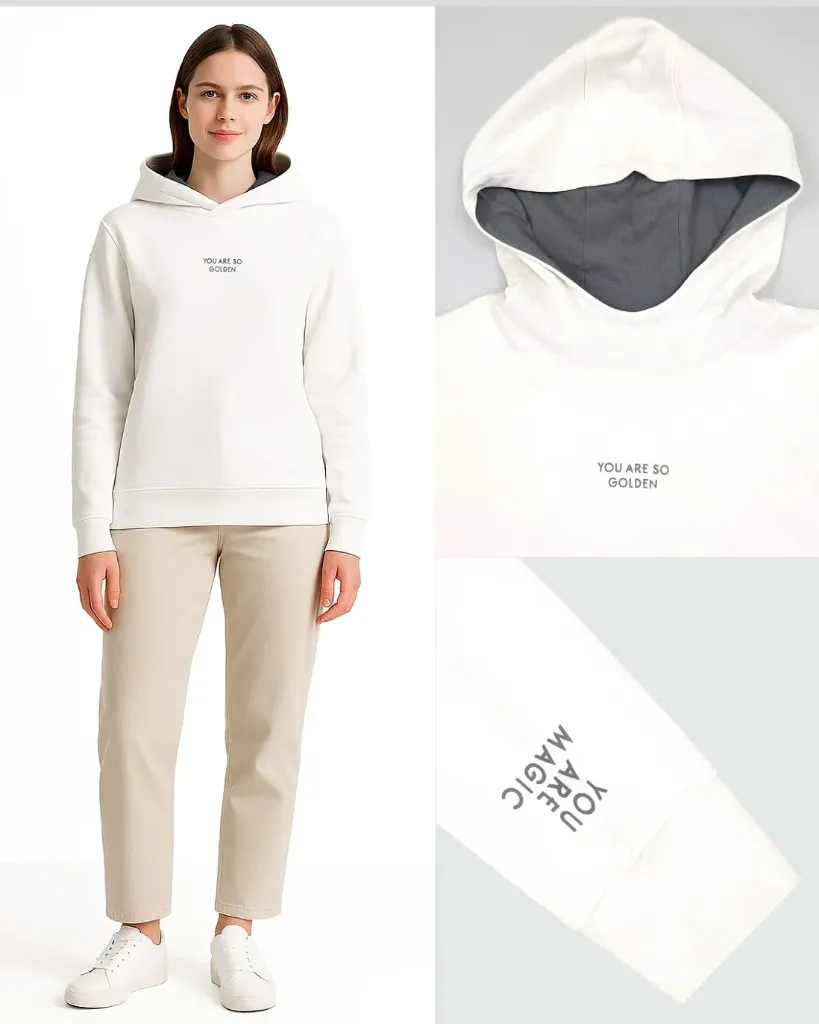 [SDE66541XS] Sueter hoodie estivaneli 66544 (XS, CREMA)
