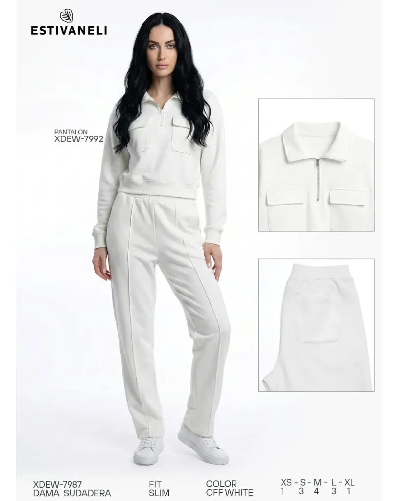 [CND7987EXS] Conjunto de damas estivaneli 7989 (XS, BLANCO)