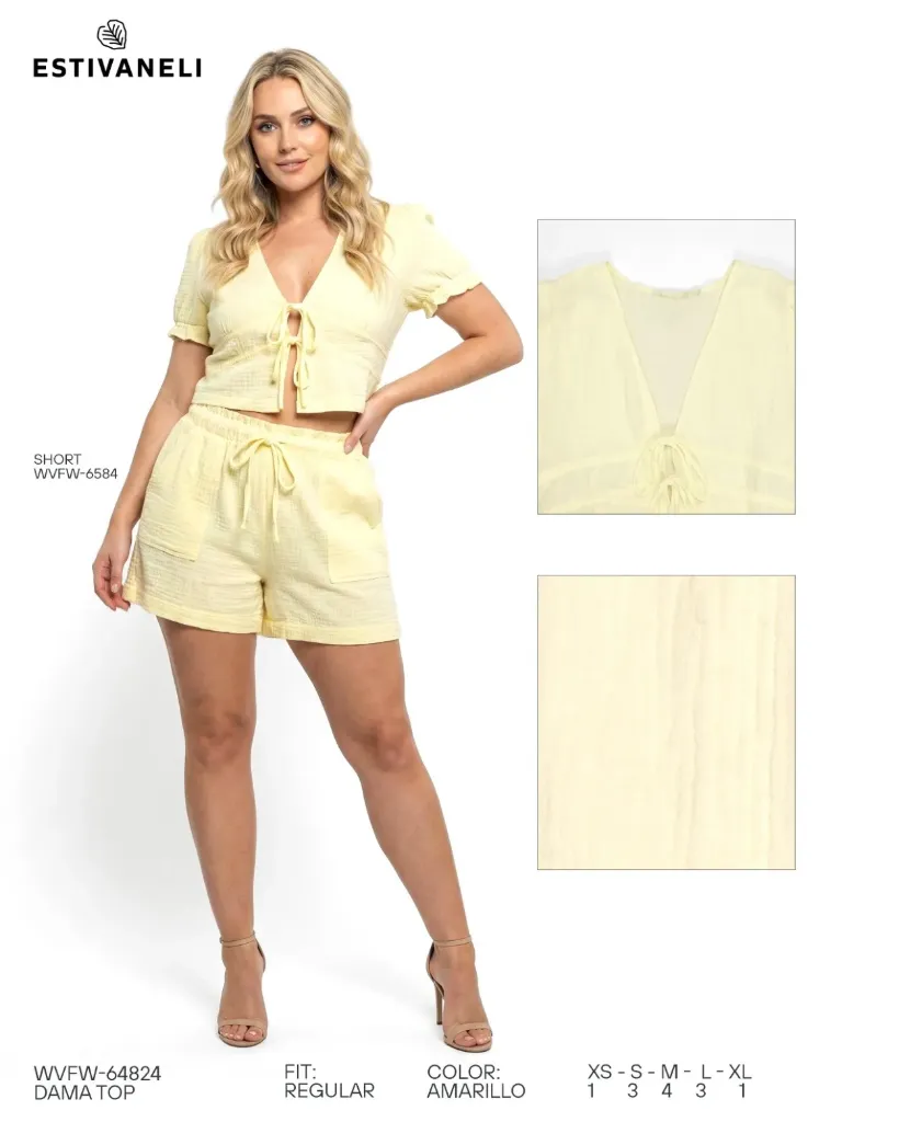 [CND64824XS] Conjunto de damas estivaneli 64821 (XS, AMARILLO)