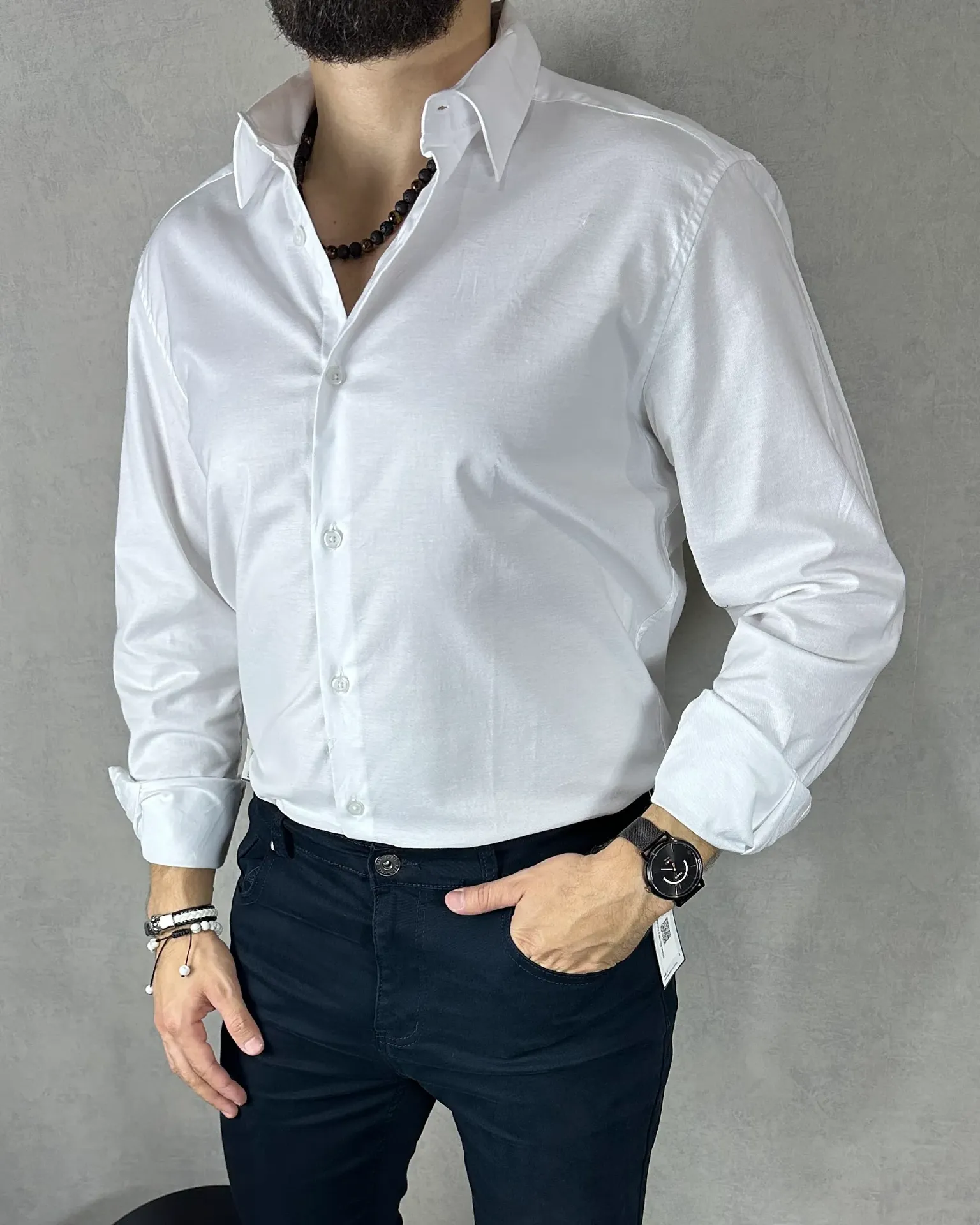 [CE64234XS] Camisa regular estivaneli 64237 (XS, BLANCO)