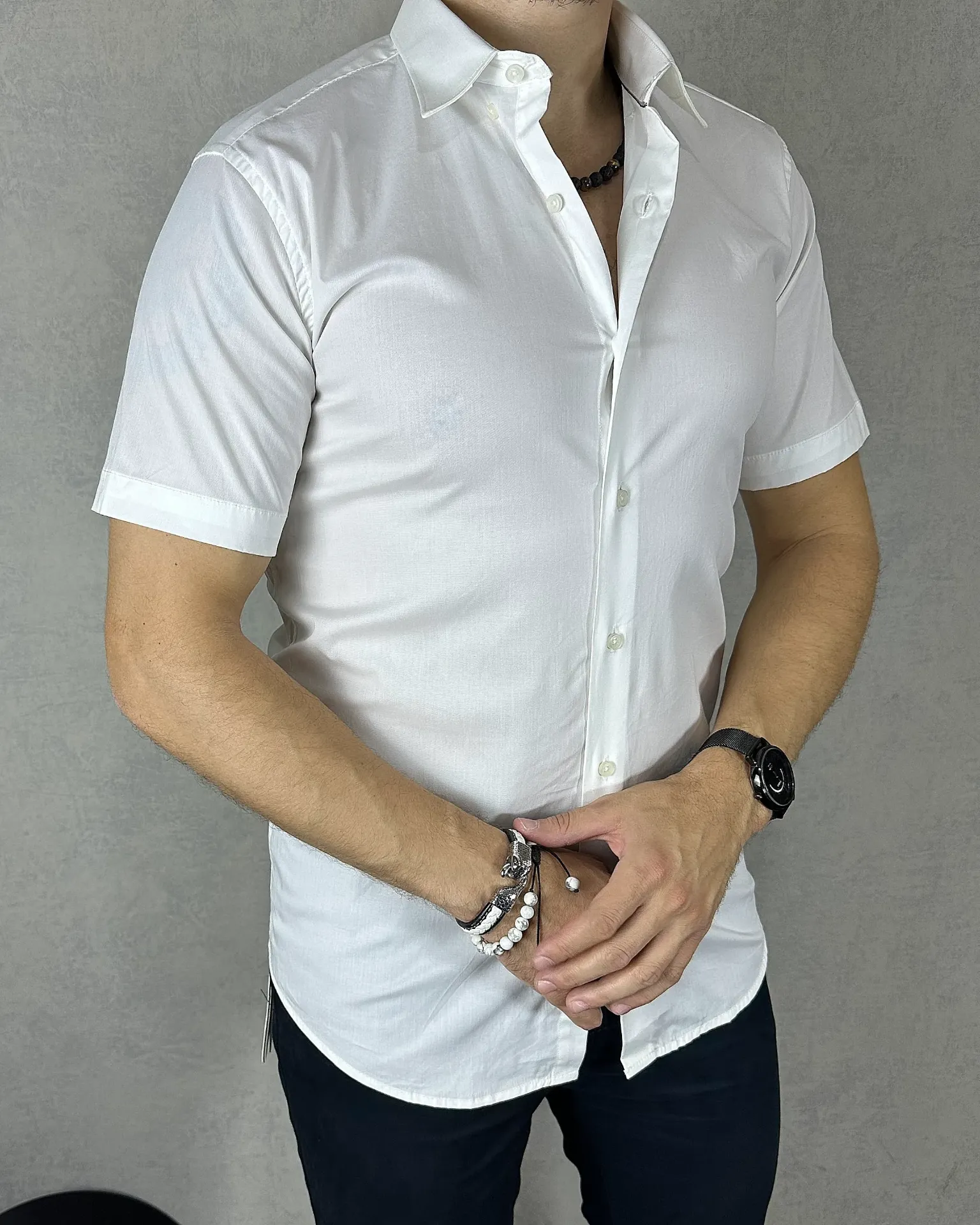 Camisa m/c slim fit estivaneli 4084