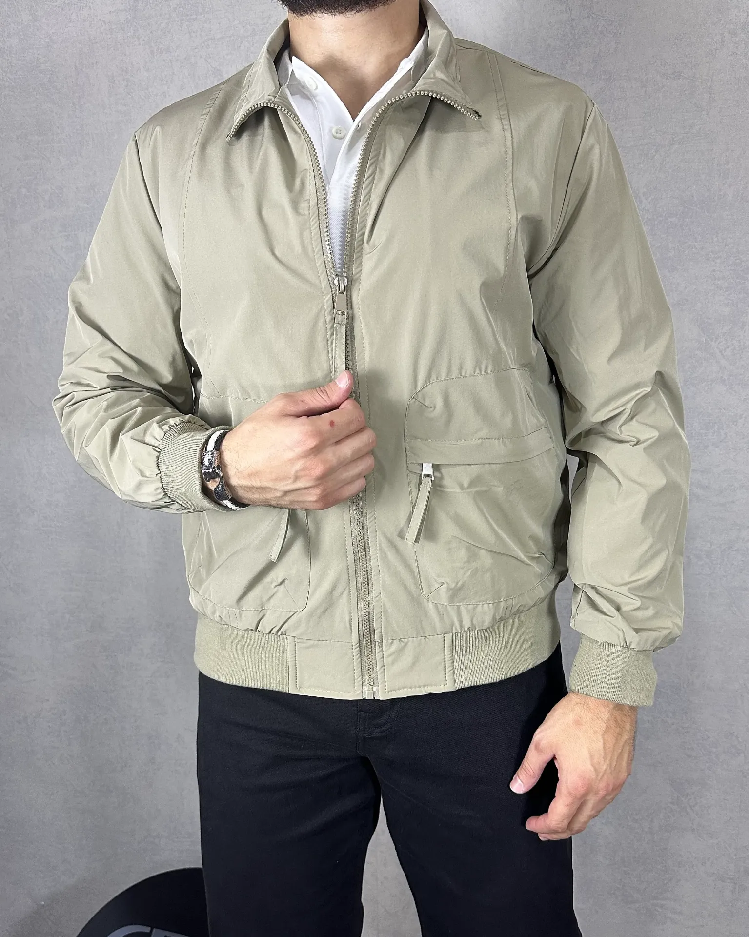[CQ61650S] Chaqueta relaxed estivaneli 61649 (S, KAKI)