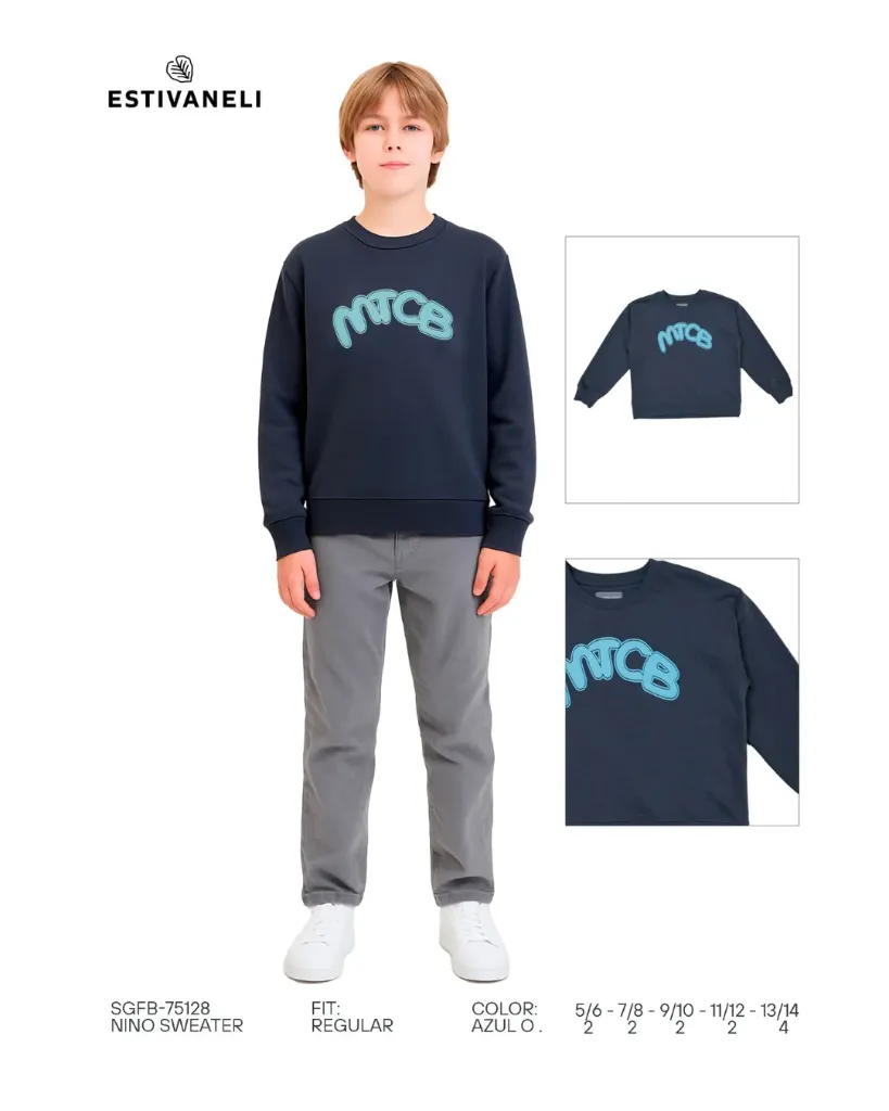 [SUN75128E11X12] Sueter regular de niños estivaneli 75127 (11-12, GRIS)