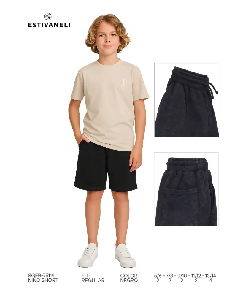 [SH75119E11X12] Short relaxed fit estivaneli 75120 (11-12, NEGRO)