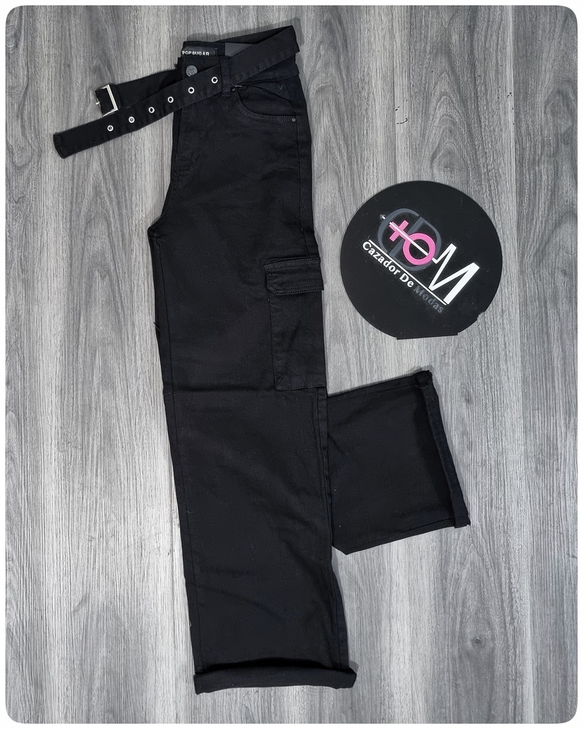 [JNDP47549N3] Jeans cargo dama popsugar 47549 (3, NEGRO)