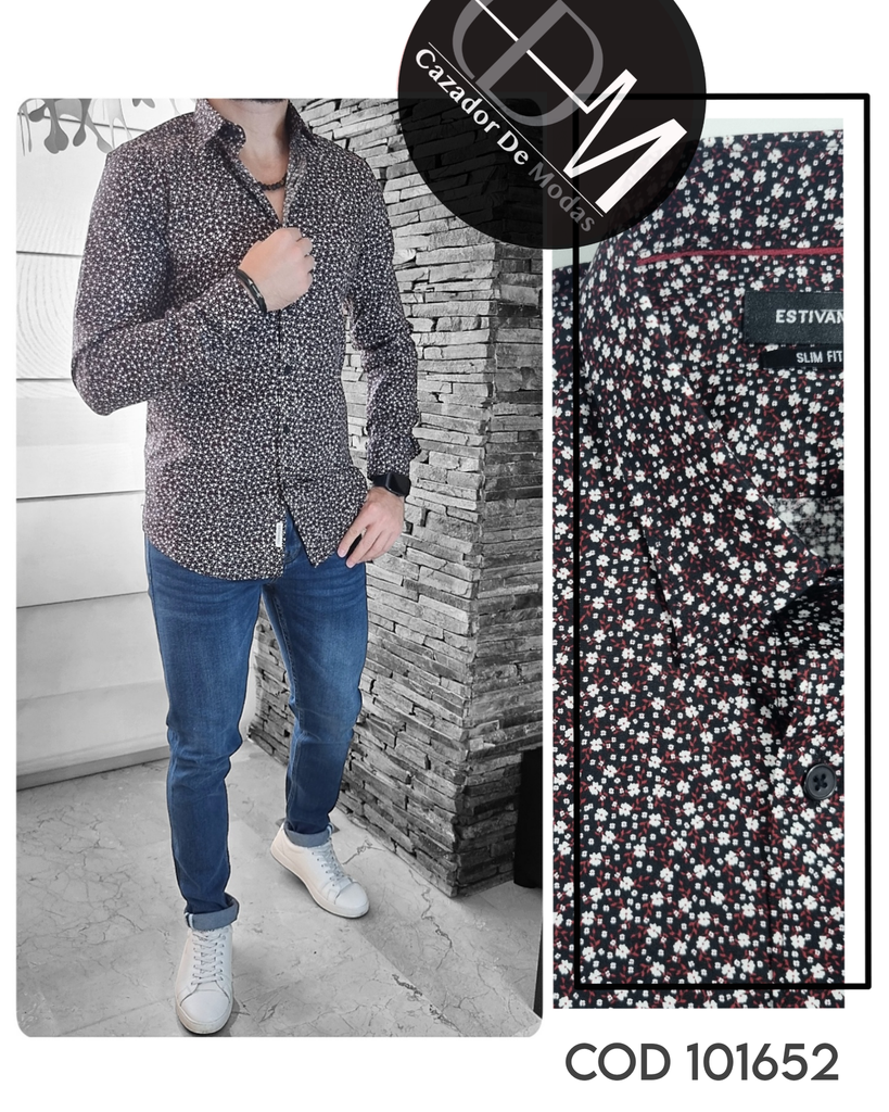 [CE101652S] Camisa estivaneli estampada ml 101652 (S)
