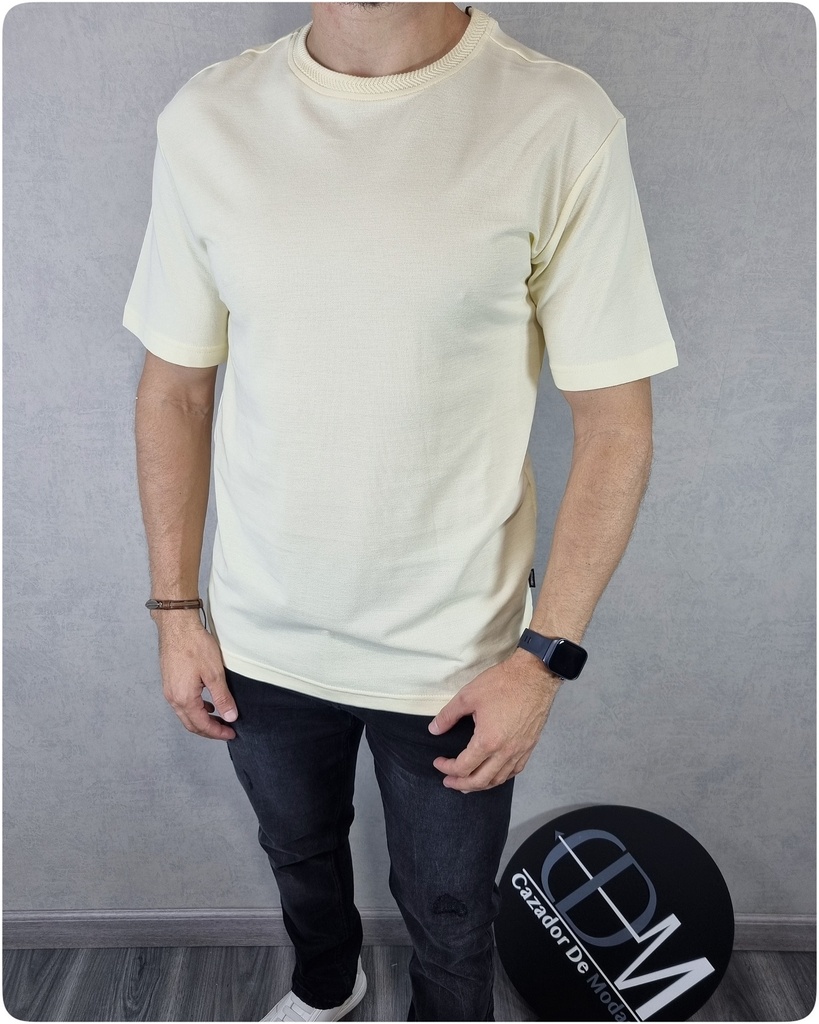 [FE50549APS] Franela pique estivaneli comfort fit 50556 (S, AMARILLO PASTEL)