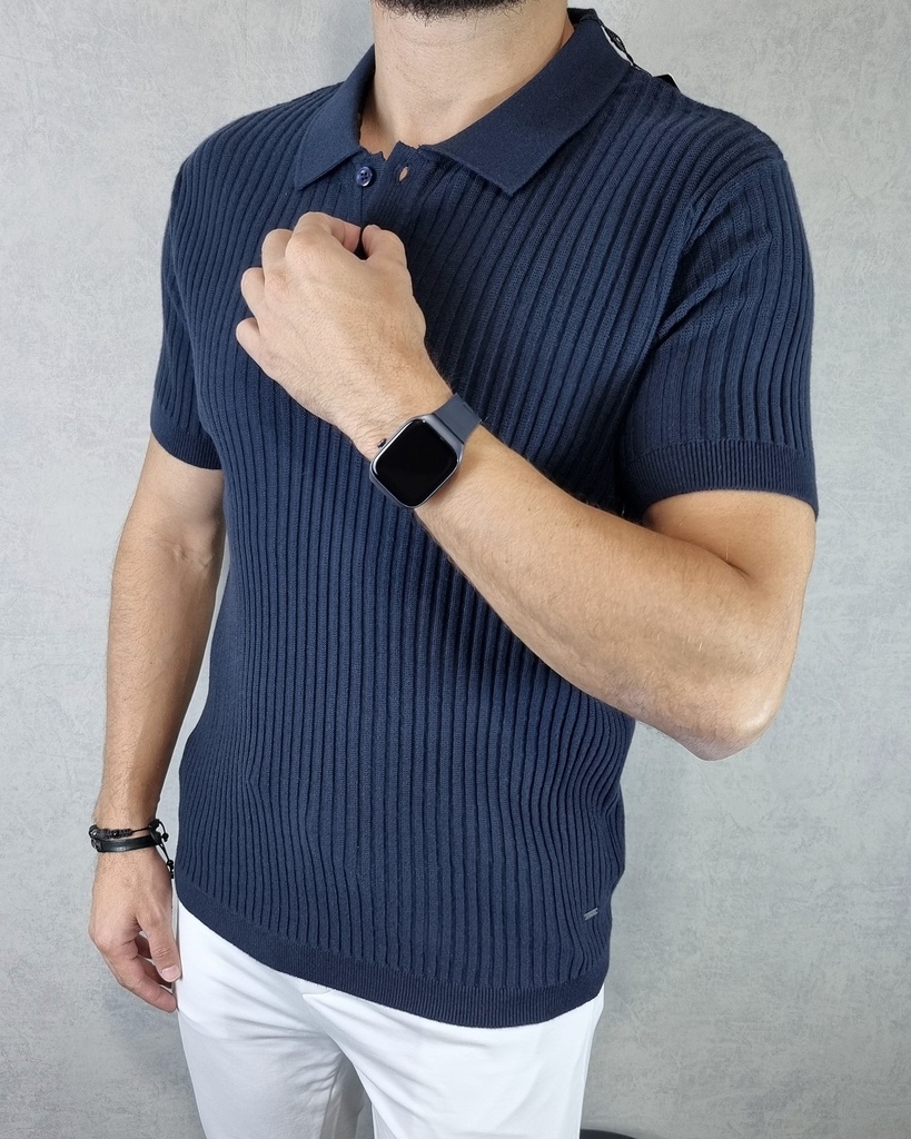 [CHE50620AMS] Chemise tejida estivaneli 50622 (S, AZUL MARINO)