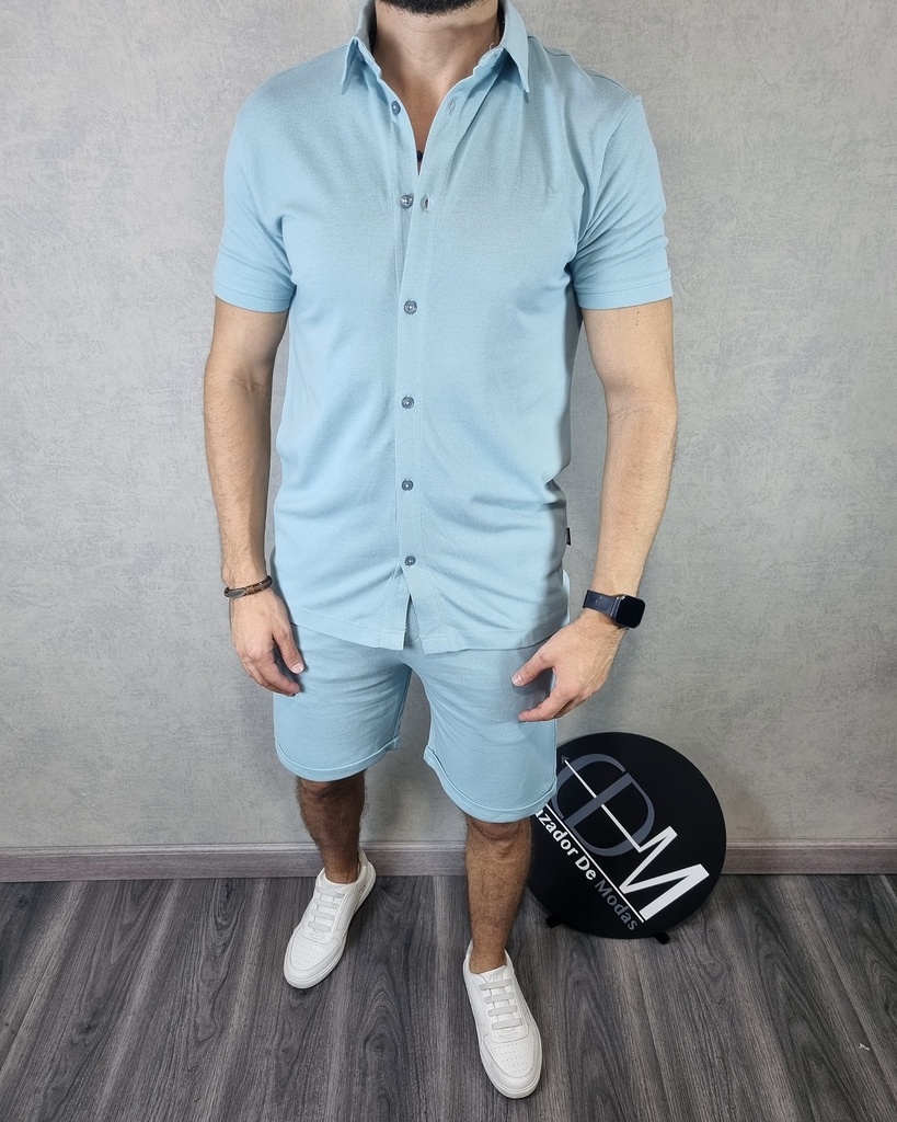[CHE50539APS] Camisa pique comfort fit estivaneli 50538 (S, AZUL PASTEL)