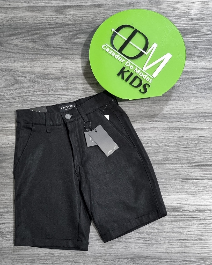 [BNE13072N7] Bermuda casual de niño estivaneli 13063 (7, NEGRO)
