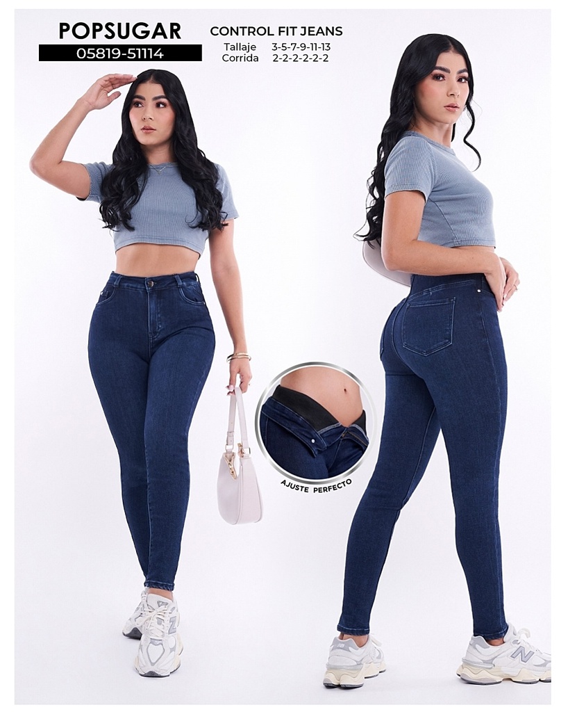 Jeans skinny popsugar con faja dama 51114