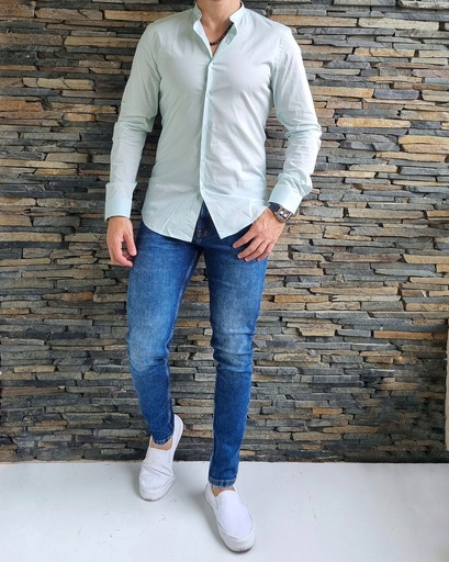 [C100694E] Camisa estivaneli cuello mao 100694