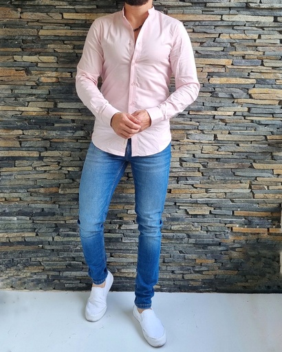 [C100652E] Camisa oxford cuello mao m/l 100652