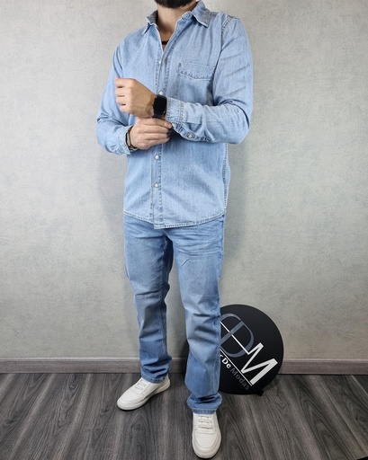 Camisa de jeans denim wear estivaneli 6139