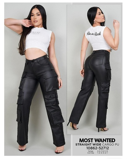 Pantalon cargo de cuerina mostwanted dama 52712