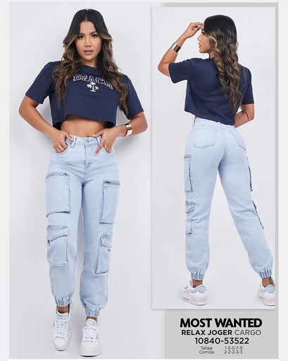 Jogger cargo de jeans dama mostwanted 53522